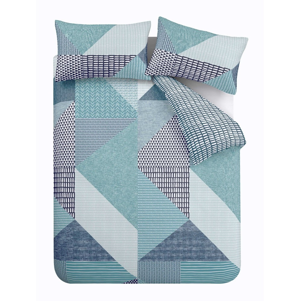 Zelenomodré obliečky na dvojlôžko 200x200 cm Larsson Geo – Catherine Lansfield