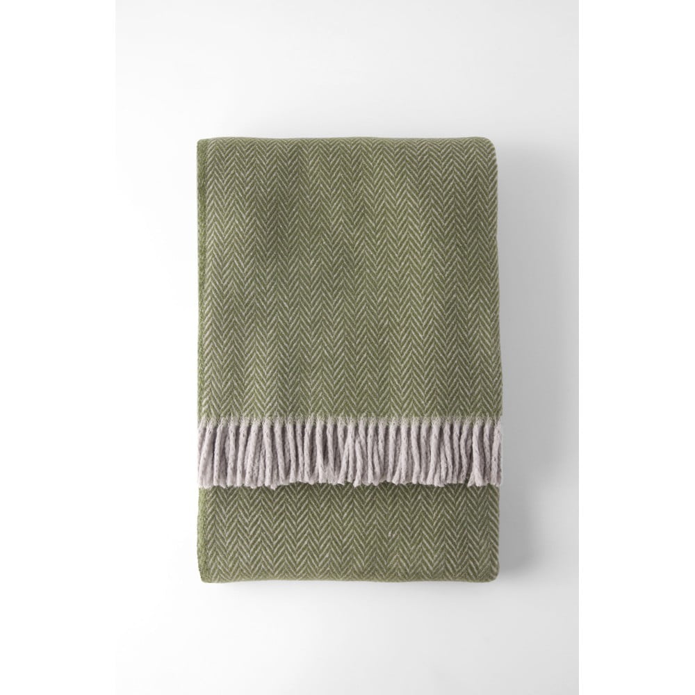 Zelený pléd s podielom bavlny Euromant Skyline, 140 x 180 cm