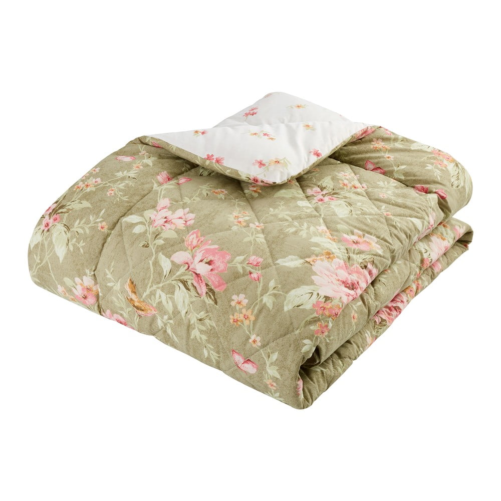 Zelený prešívaný pléd 200x200 cm Penelope Floral – Catherine Lansfield