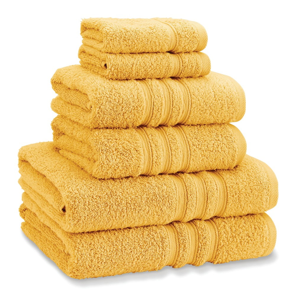 Žlté froté bavlnené uteráky a osušky v súprave 6 ks Zero Twist – Catherine Lansfield