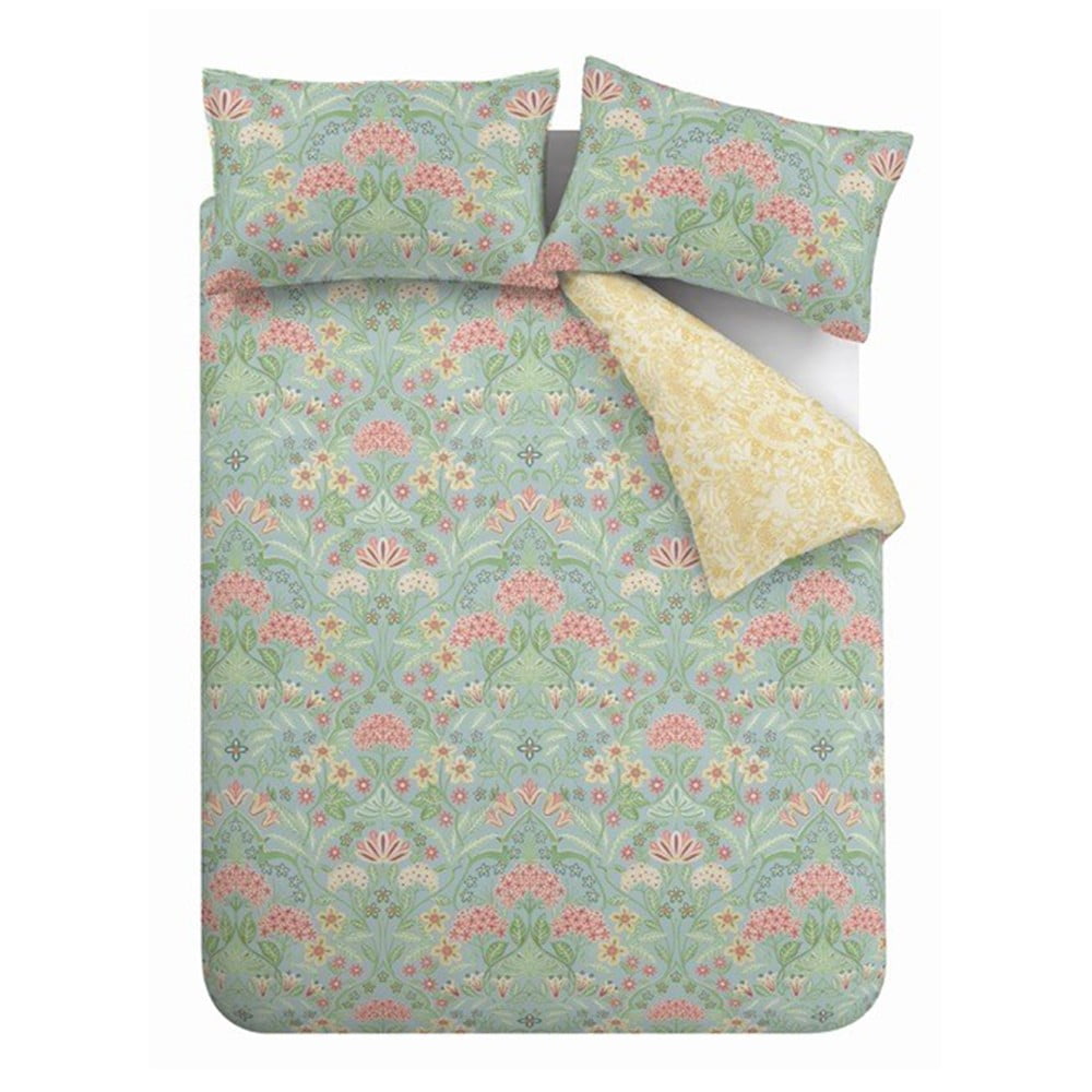 Žlto-zelené bavlnené obliečky na dvojlôžko 200x200 cm Art Deco Hydrangea – RHS