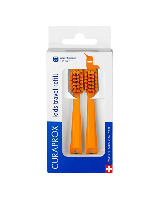CURAPROX Náhradné hlavičky do detského cestovného setu, oranžové