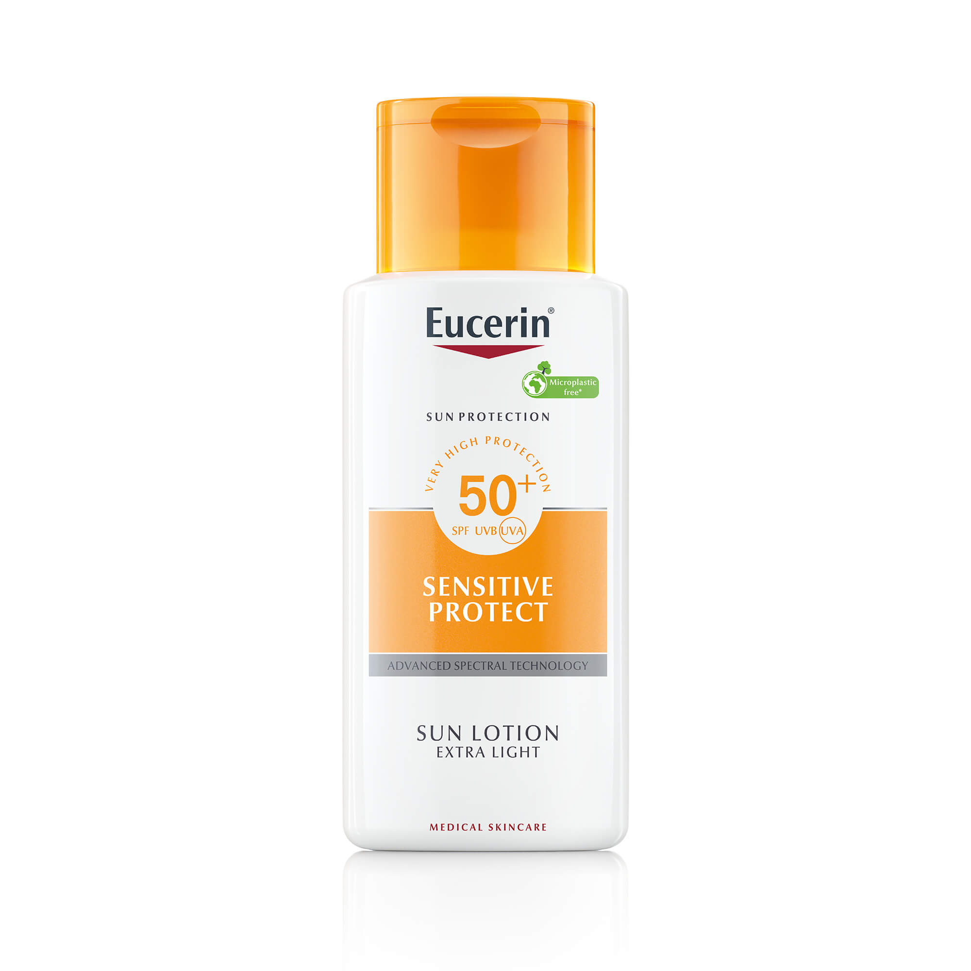 Eucerin SUN Extra ľahké telové mlieko na opaľovanie SENSITIVE PROTECT SPF 50+, 150 ml