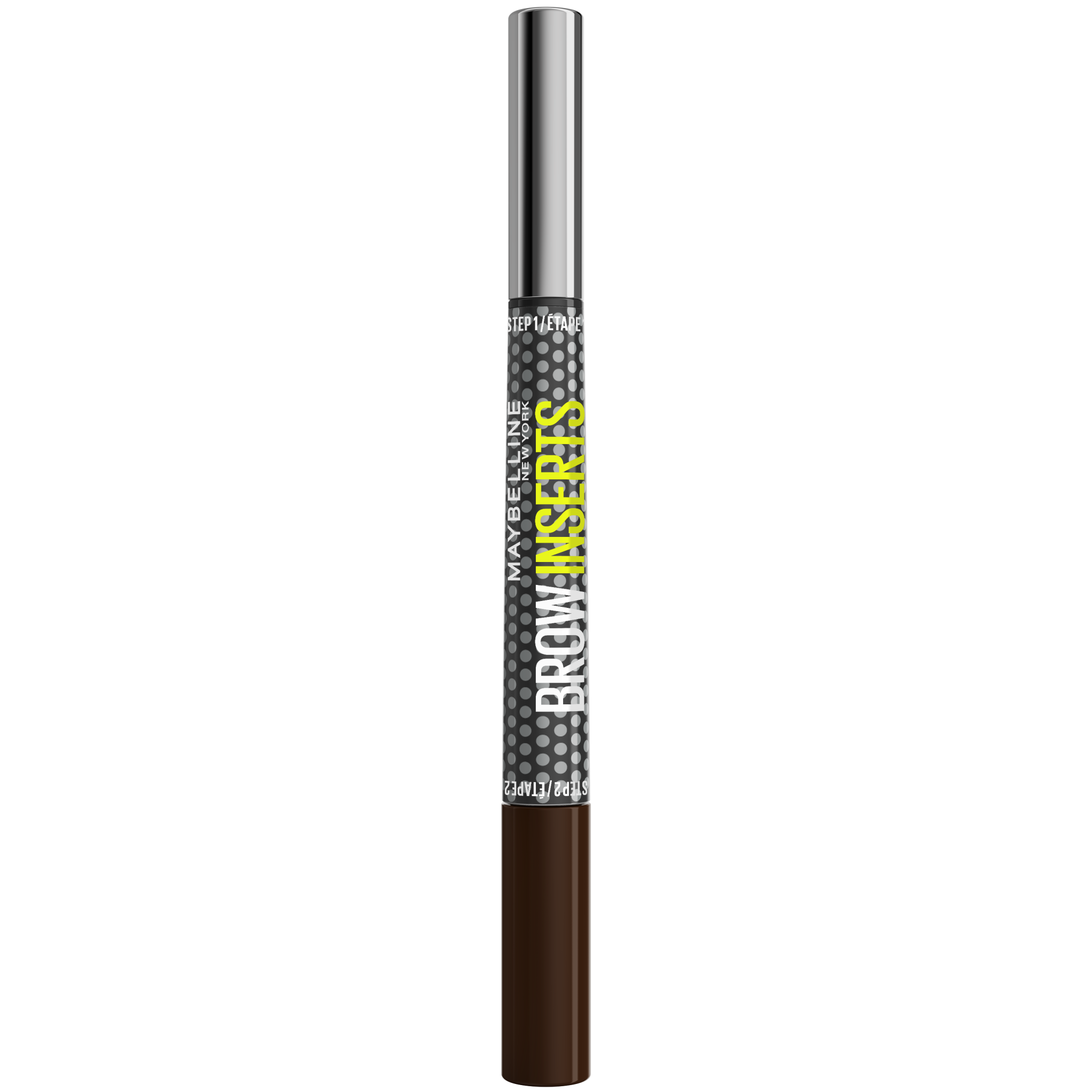 Maybelline New York Brow Inserts Ash Brown 4.5 obojstranná fixka na obočie s trojitým hrotom a farbiacim gélom, 1 ks