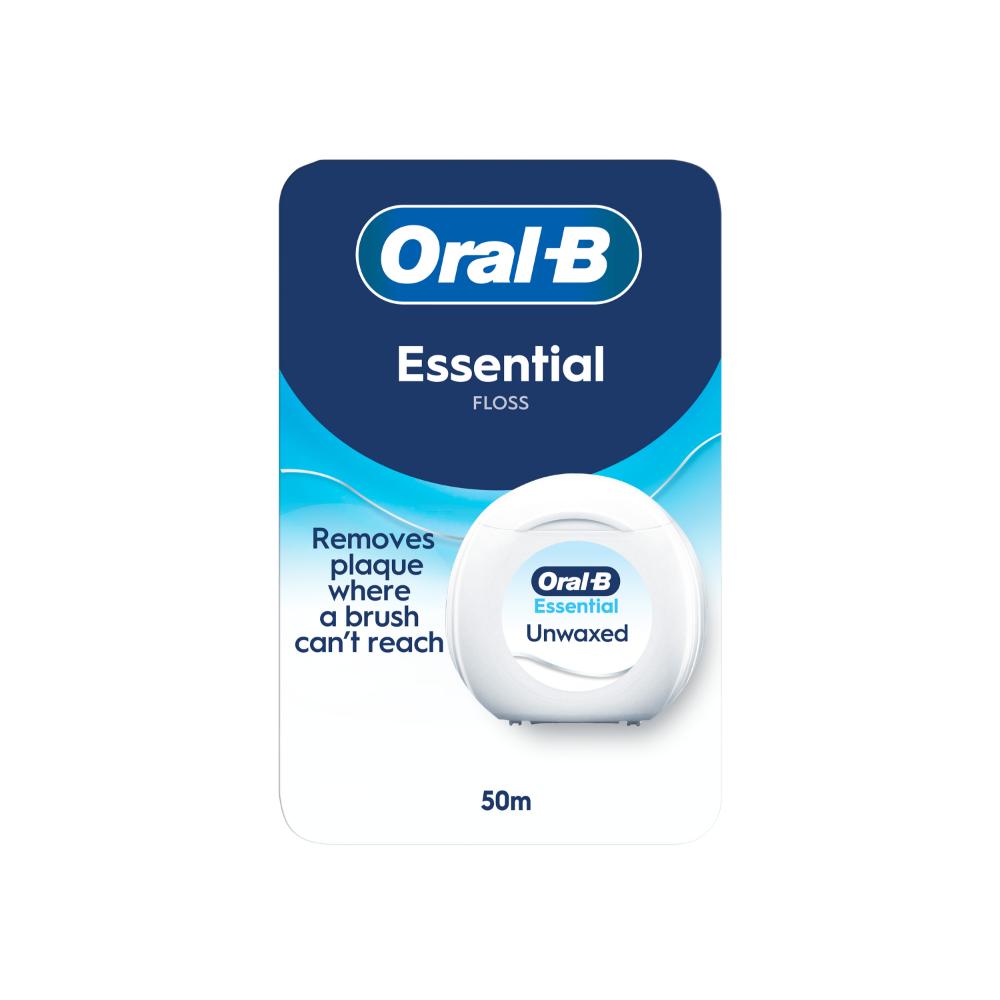 Oral-B Essential nevoskovaná dentálna niť , bez príchute, 50 m