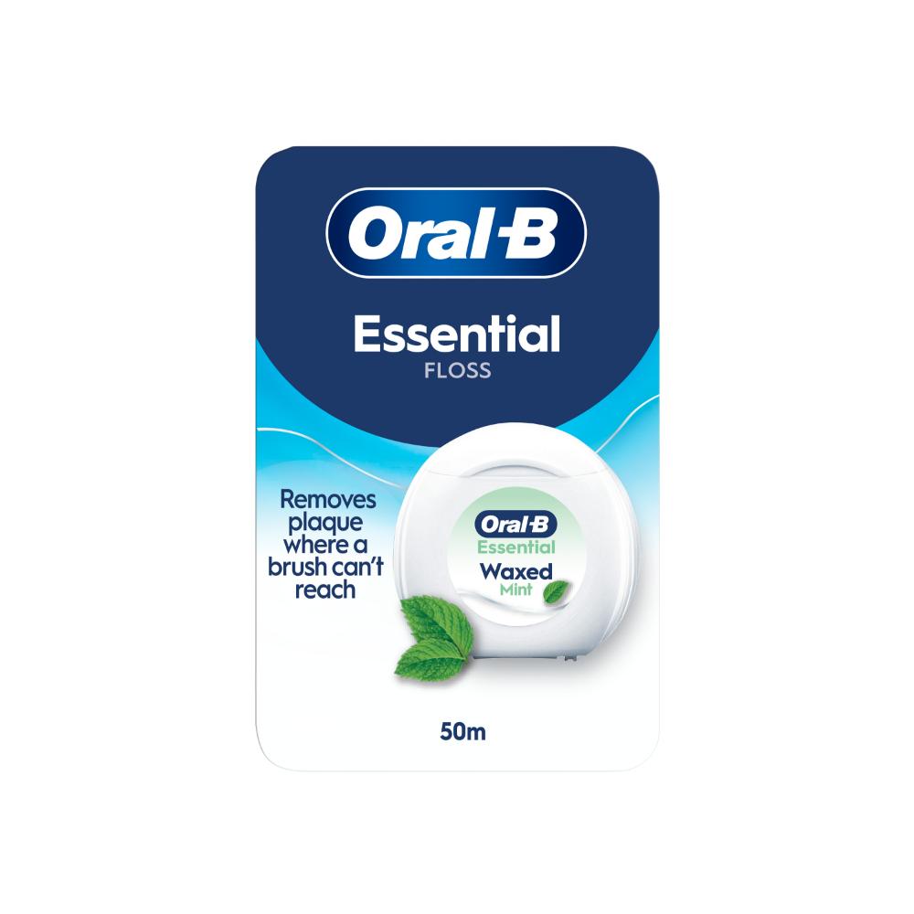 Oral-B Essential voskovaná dentálna niť, mätová príchuť, 50 m