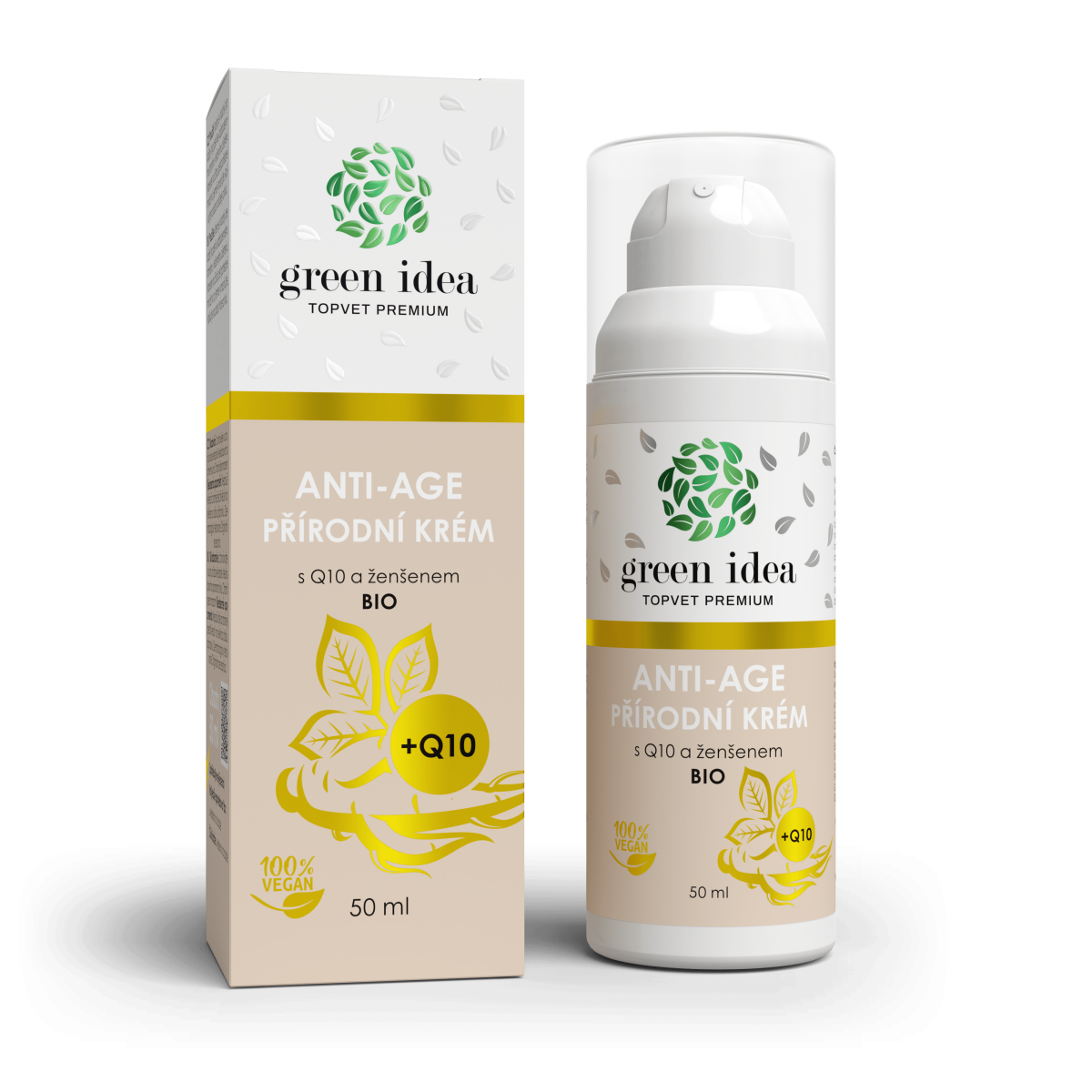Prírodný anti-age krém s Q10 a ženšenom 50 ml – Green idea