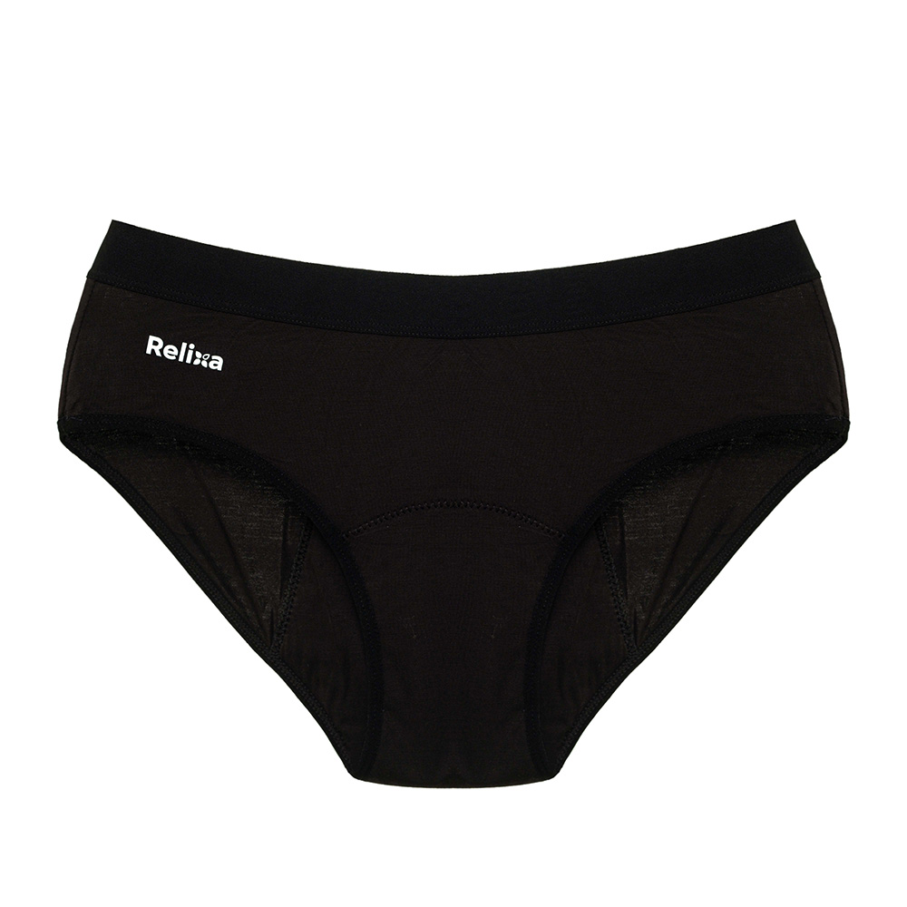 Relixa, menštruačné nohavičky so širokou mäkkou gumou v páse, HIPSTERS, čierne, 6xl