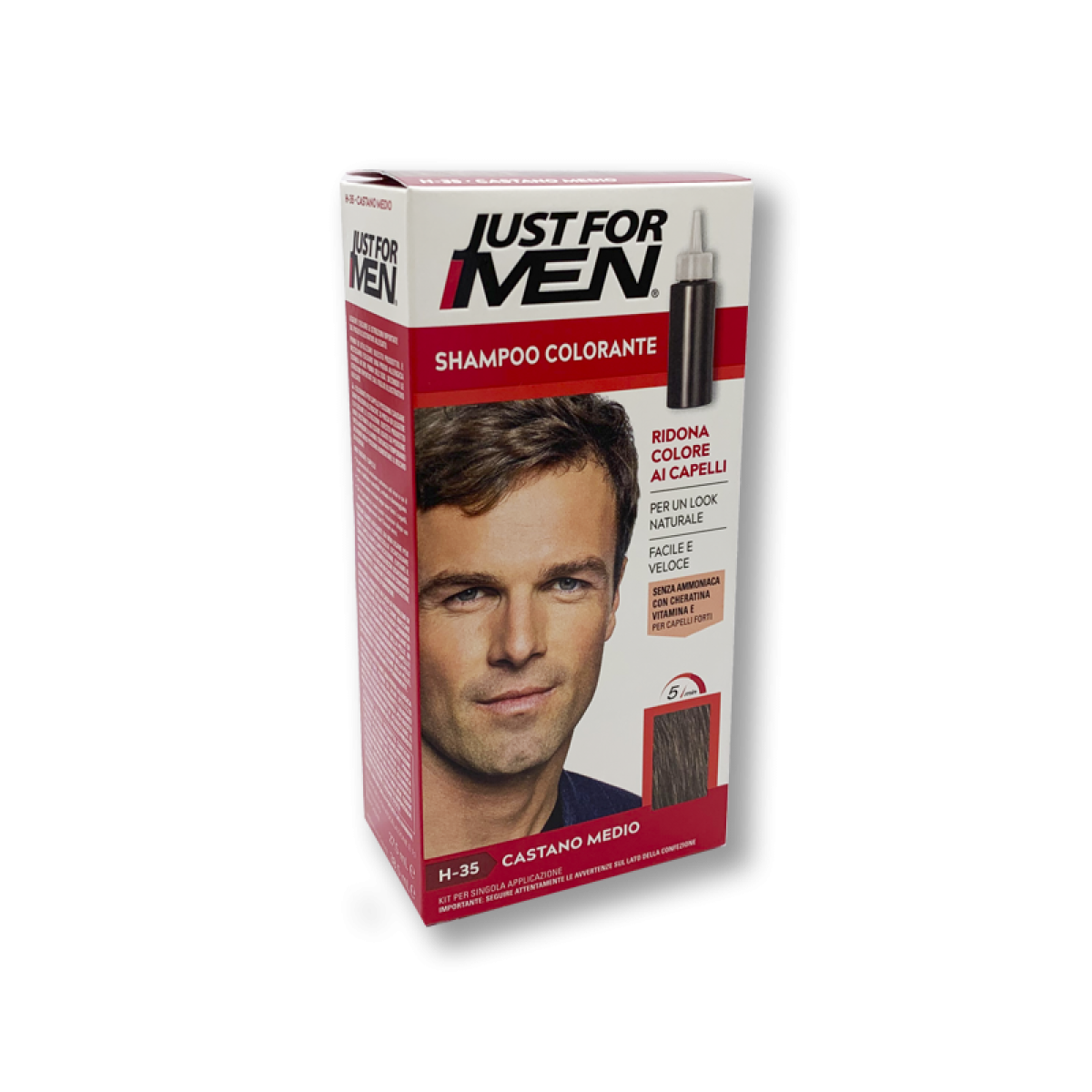 Šampón na zakrytie sivých vlasov farba svetlo stredne hnedá Just for men H30 Light Medium Brown