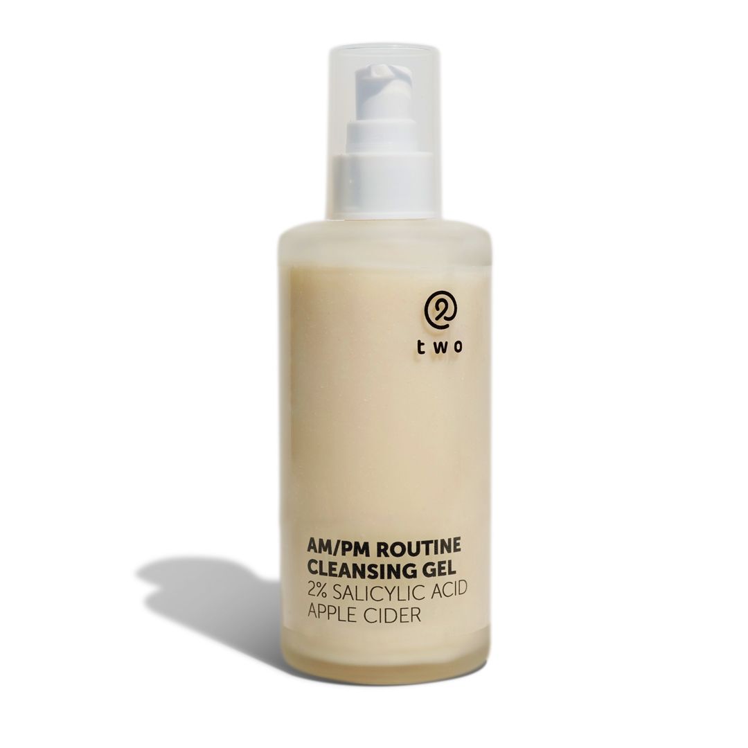 Two cosmetics AM/PM ROUTINE CLEANSING GEL 2% SALICYLIC ACID APPLE CIDER