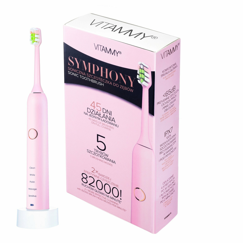 VITAMMY SYMPHONY Pink Sonická zubná kefka s vysokou vibračnou silou, ružové zlato TOW017502