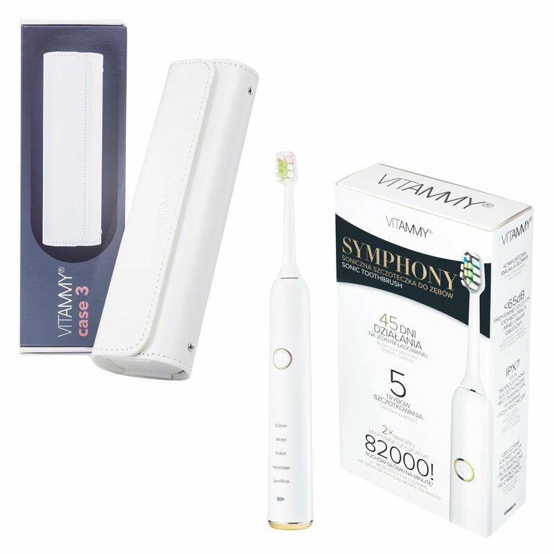 VITAMMY SYMPHONY Sonická zubná kefka s elegantným púzdrom, biela + biele púzdro