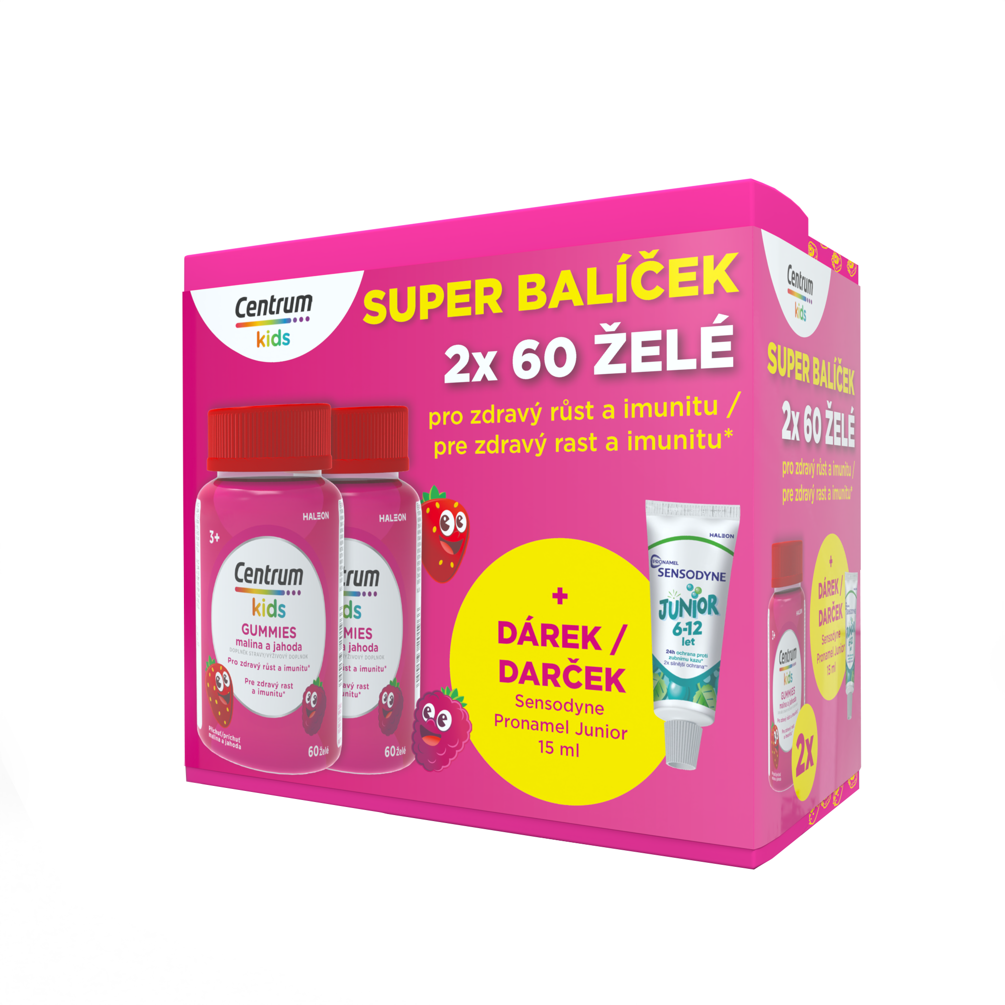 Centrum Kids Gummies malina a jahoda želé darčekové balenie