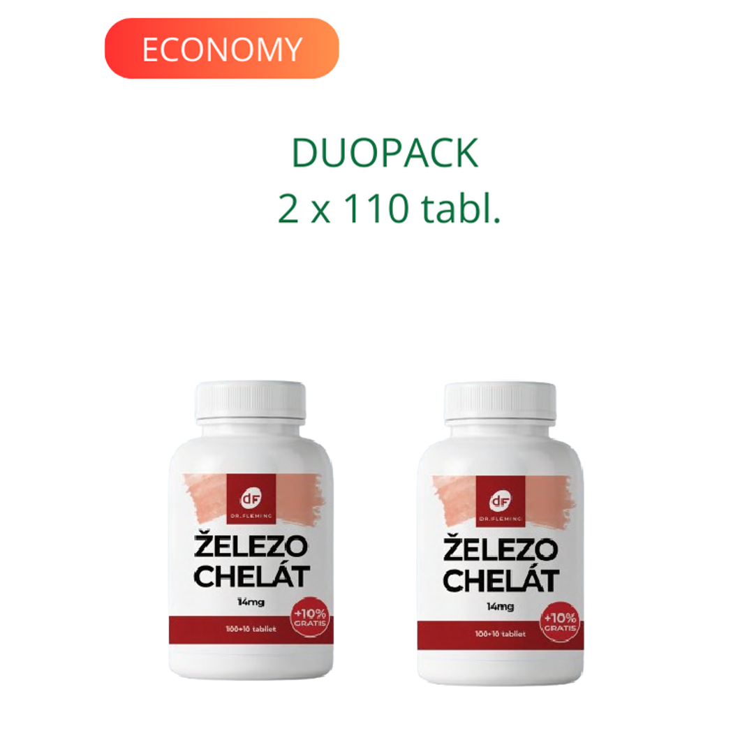 DR. FLEMING Železo Chelát 14mg +10% gratis 220ks DUOPACK