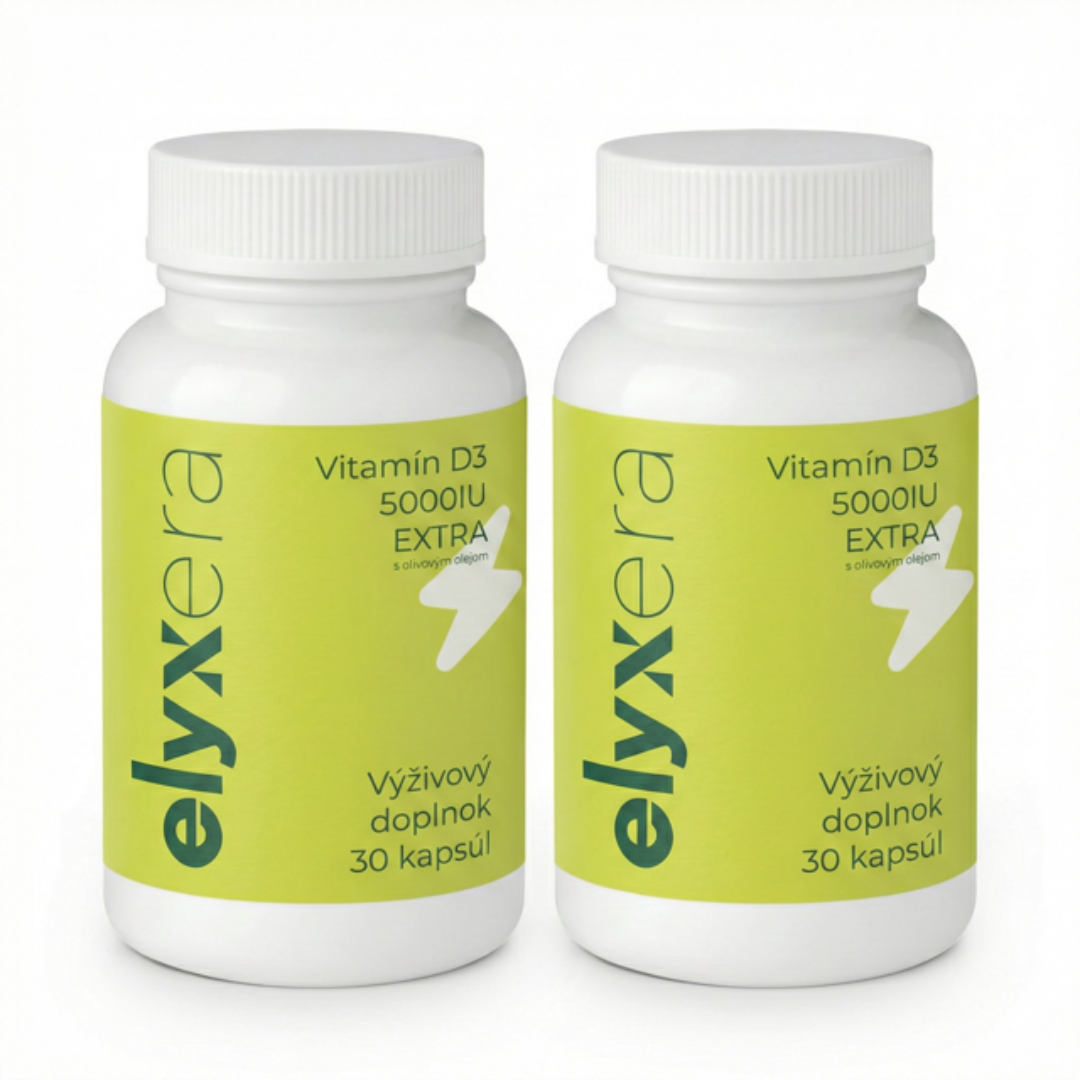 ELYXERA Vitamín D3 EXTRA 5000IU s olivovým olejom 60 kapúl (2-balenie)
