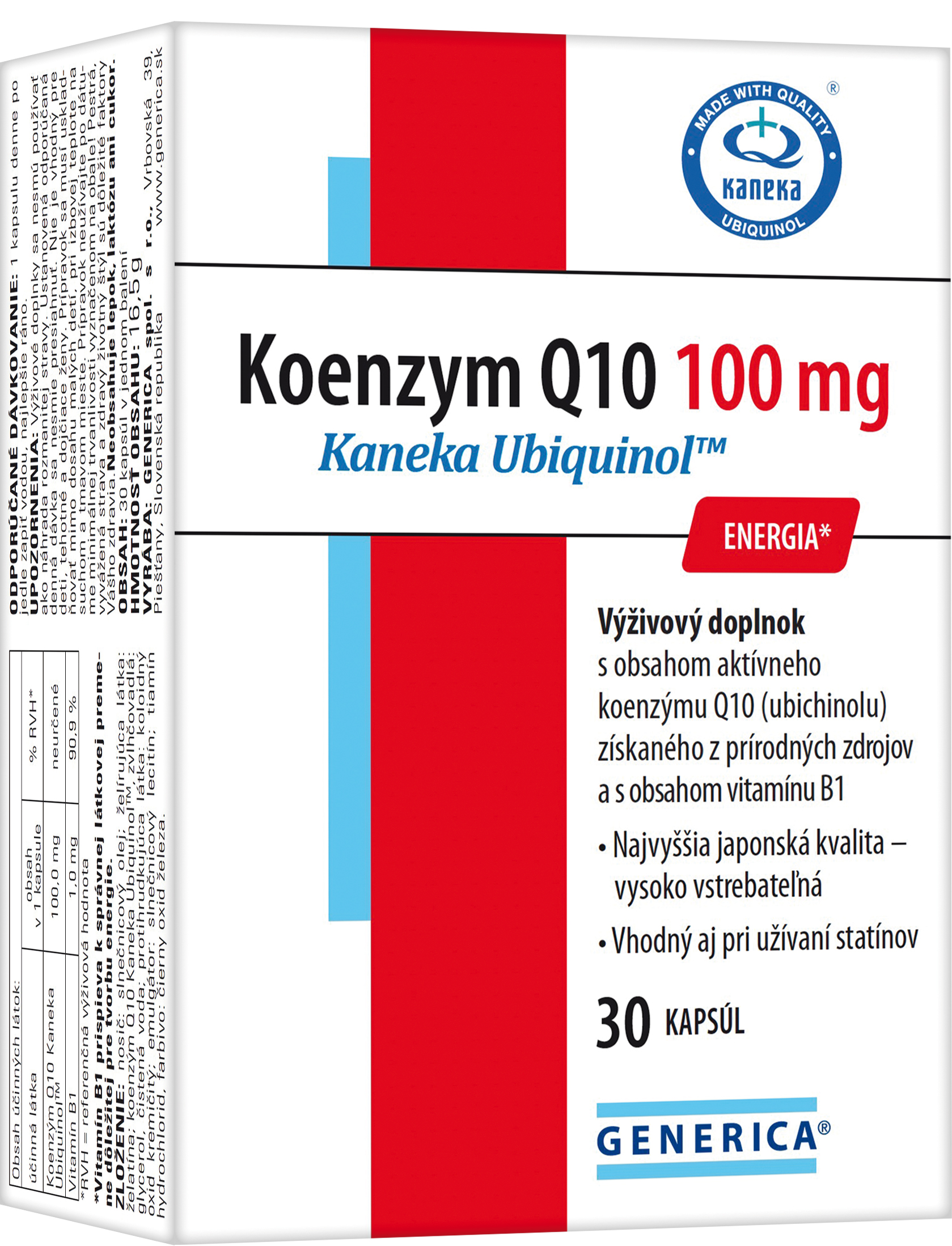 GENERICA Koenzym Q10 100 mg Kaneka Ubiquinol™
