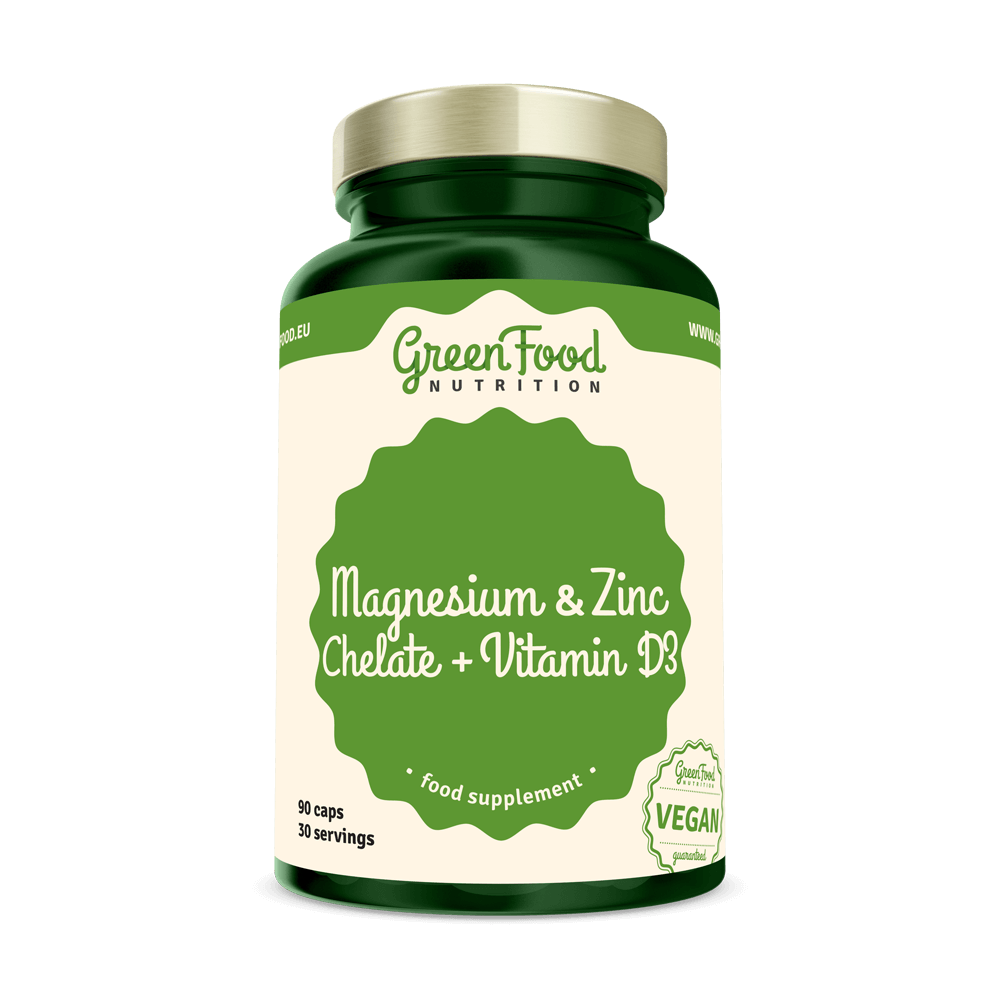 GreenFood Nutrition Mg Zinc Chelate+ vit D3 90cps