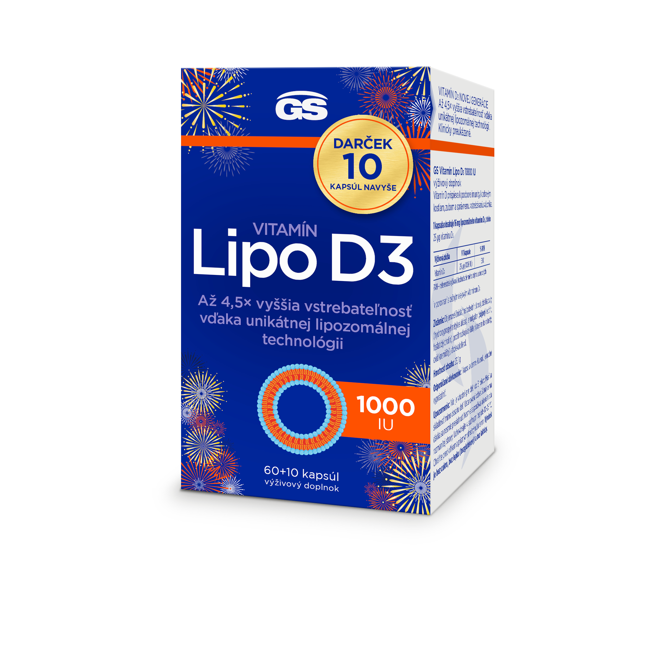 GS Vitamin Lipo D3 1000 IU cps. 60+10 darček
