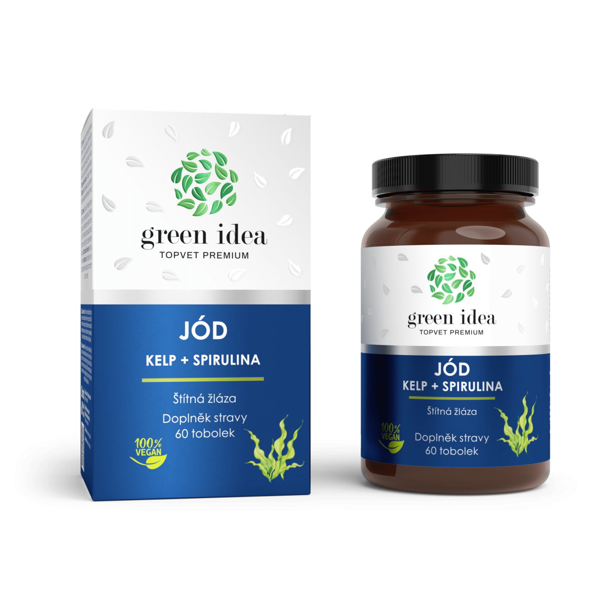 Jód – kelp + spirulina – kapsuly 60 ks – Green idea