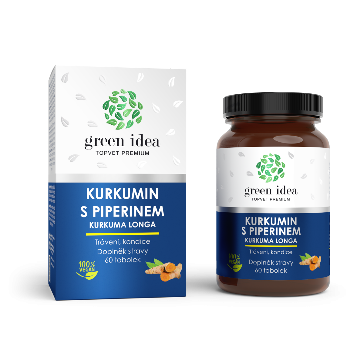 Kurkumin s piperínom - bylinný extrakt - 60 kapsúl - Green idea