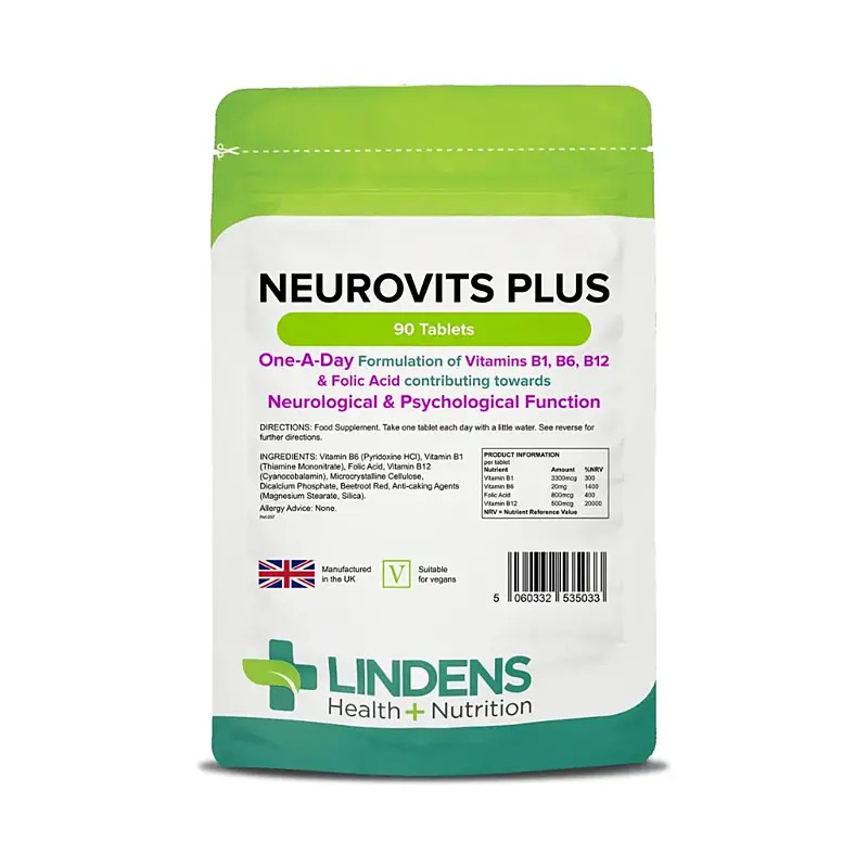 LINDENS Health + Nutrition Neurovits Plus (B1, B6, B12, Kyselina listová), 90 tabliet