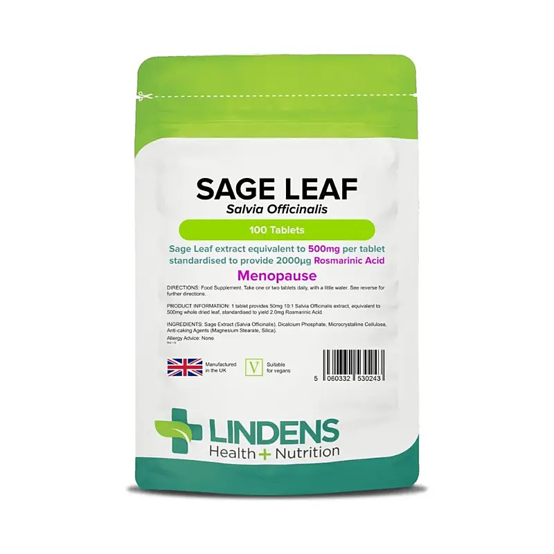 LINDENS Health + Nutrition Šalvia (list) 500 mg, 100 tabliet