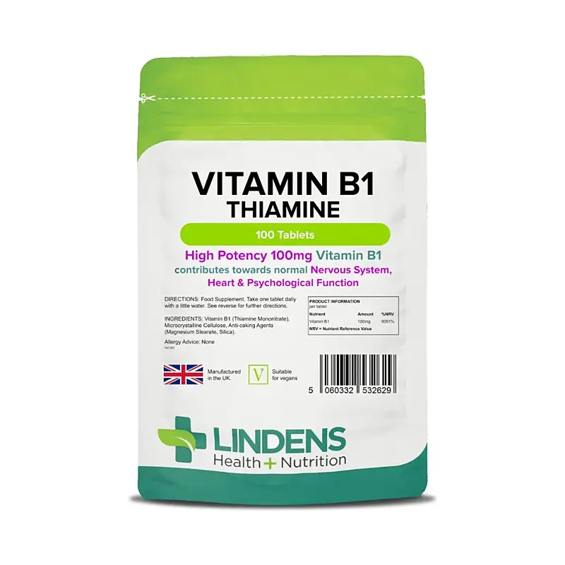 LINDENS Health + Nutrition Vitamín B1 (Tiamín) 100 mg, 100 tabliet