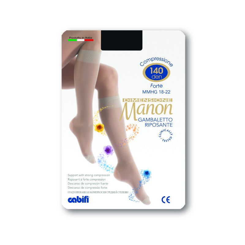 Manon Gambaletto Riposante- kompresné podkolienky 140 DEN-- kompresný tlak: 18-22 mmHg, Varianta: MGN140-3/4 Manon Gamb Podkolienky Nero 140d 3/4 (čie