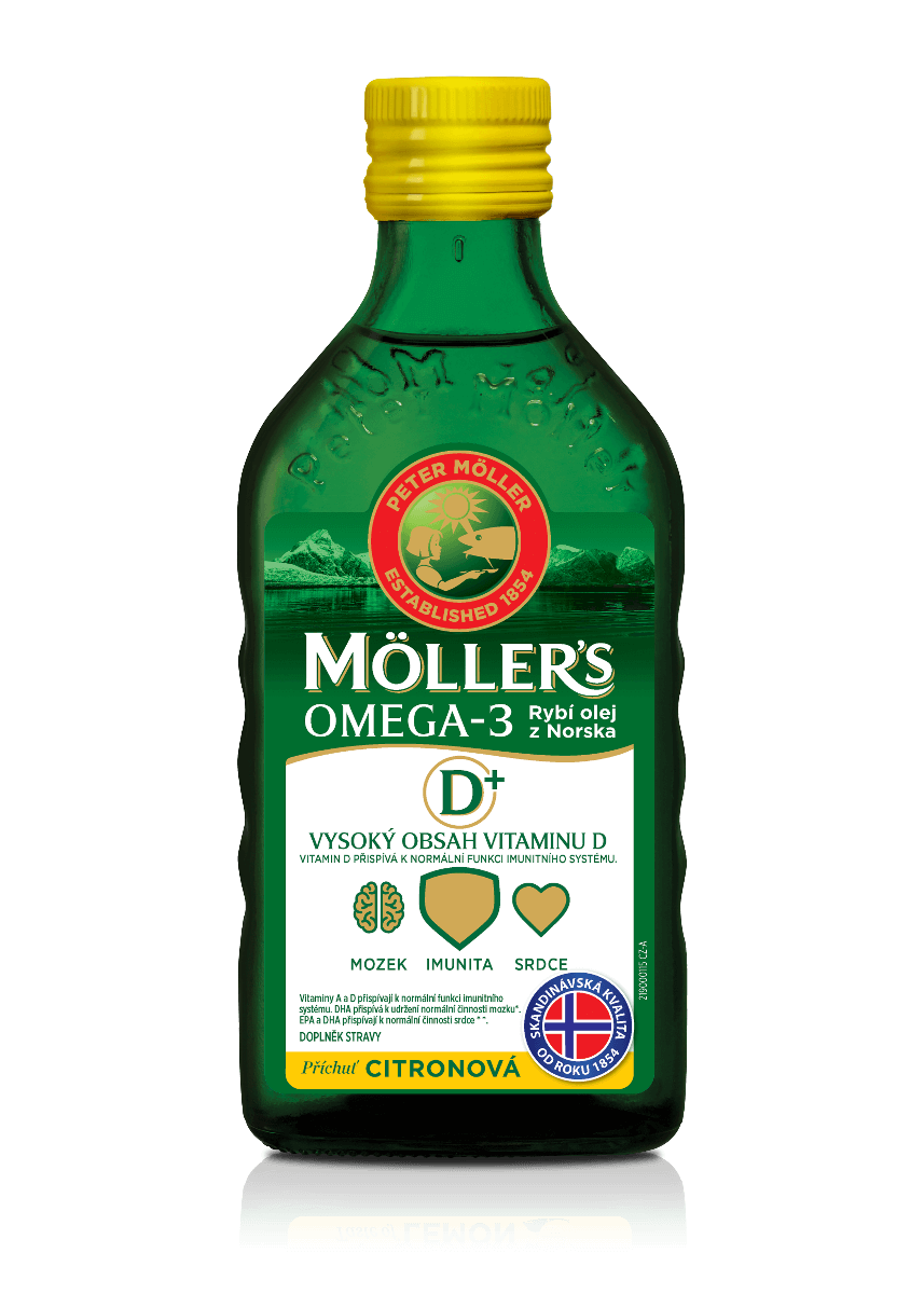 MOLLER´S Omega 3 RYBÍ OLEJ dospelí D+