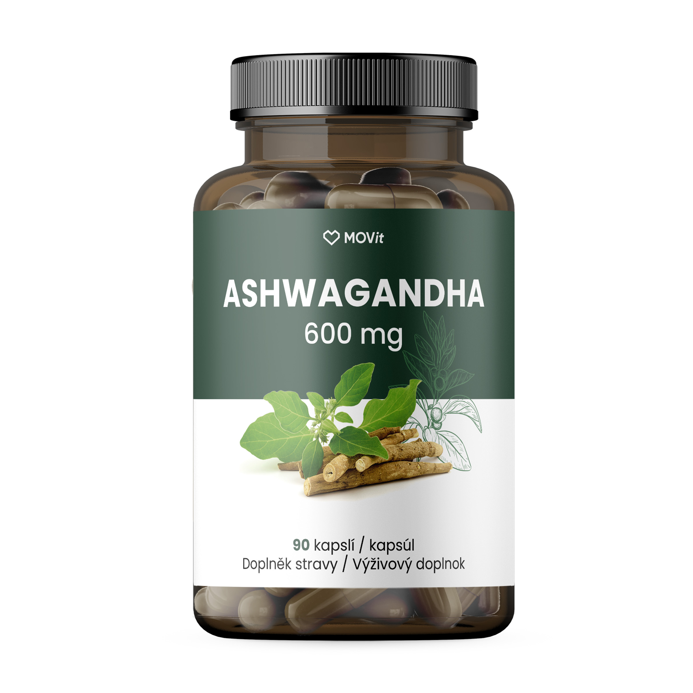 MOVit Ashwagandha 600 mg PREMIUM, 5% withanolidow, 90 kapsúl