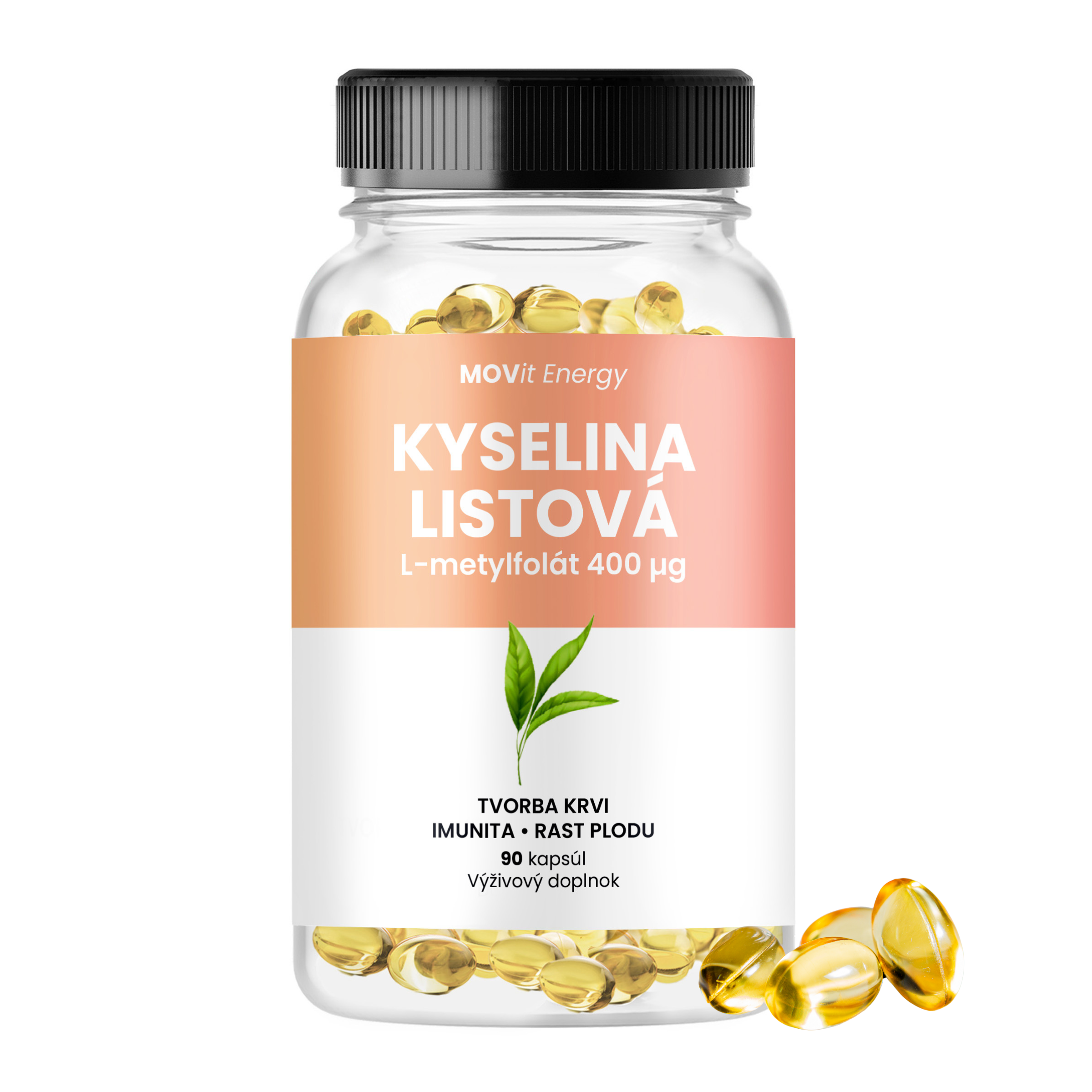 MOVit Kyselina listová L-metylfolát 400 µg, 90 kapsúl