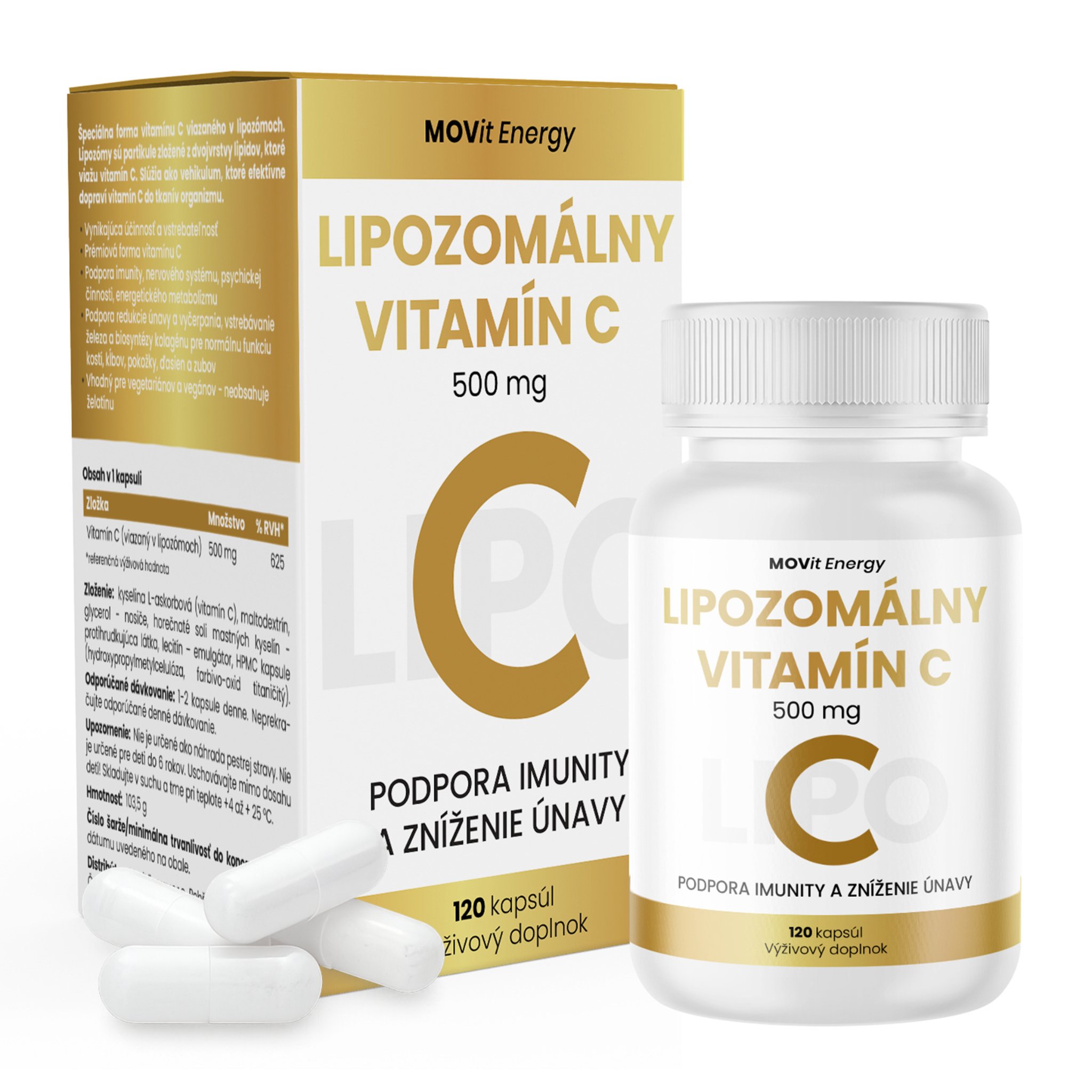 MOVit Lipozomálny Vitamín C 500 mg, 120 kapsúl