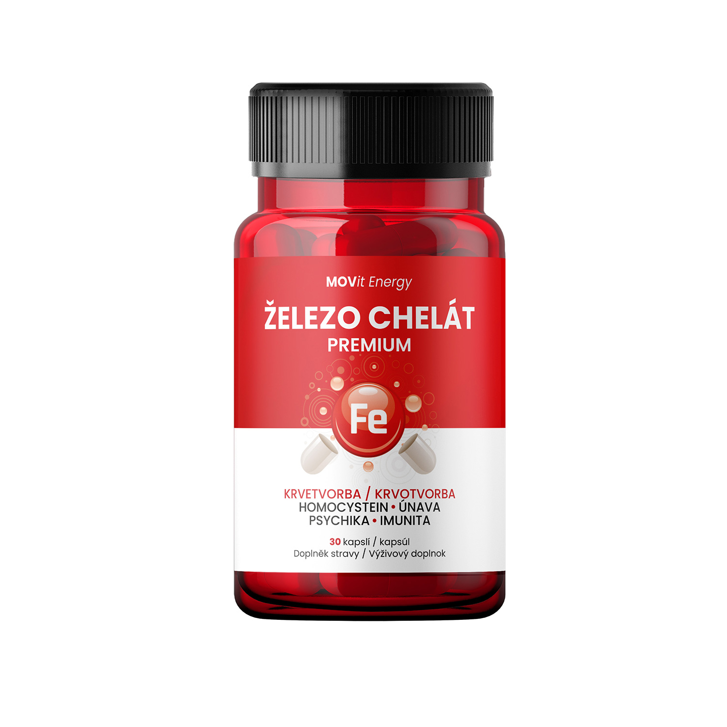 MOVit Železo Chelát Premium, 30 kapsúl