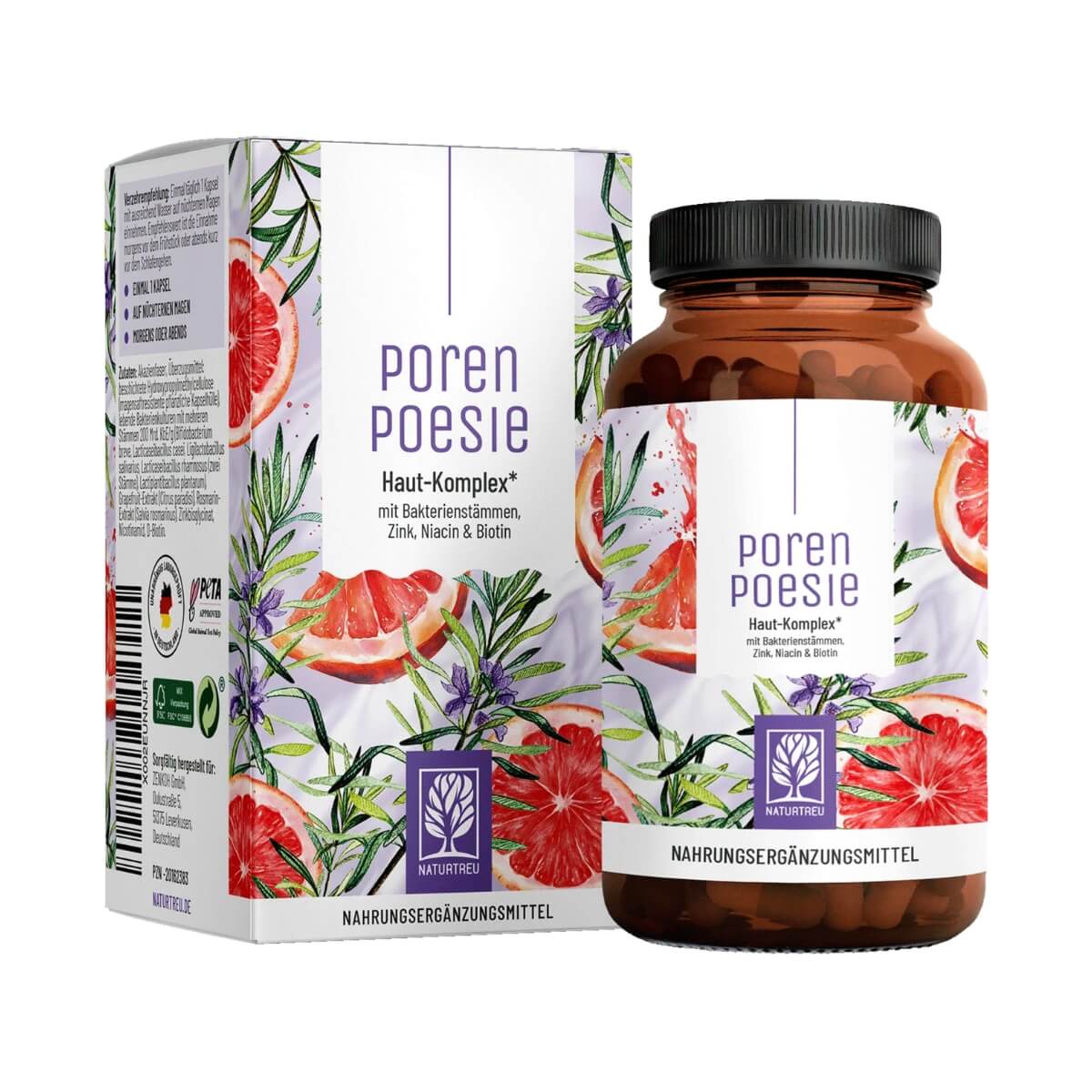 Naturtreu Poézia pórov - komplex vitamínov na pleť so zinkom, probiotikami a niacínom, 90 kapsúl