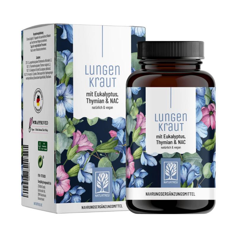 Naturtreu Zdravé pľúca - pľúcnik, tymián, eukalyptus a NAC, 120 kapsúl