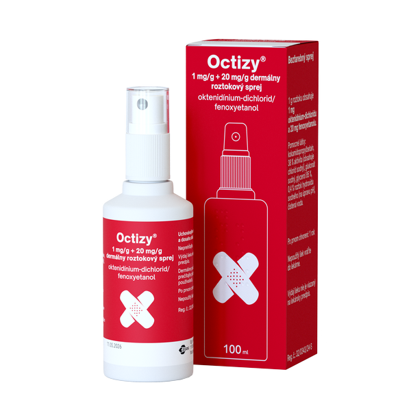 Octizy 1 mg/g + 20 mg/g dermálny roztokový sprej 100 ml