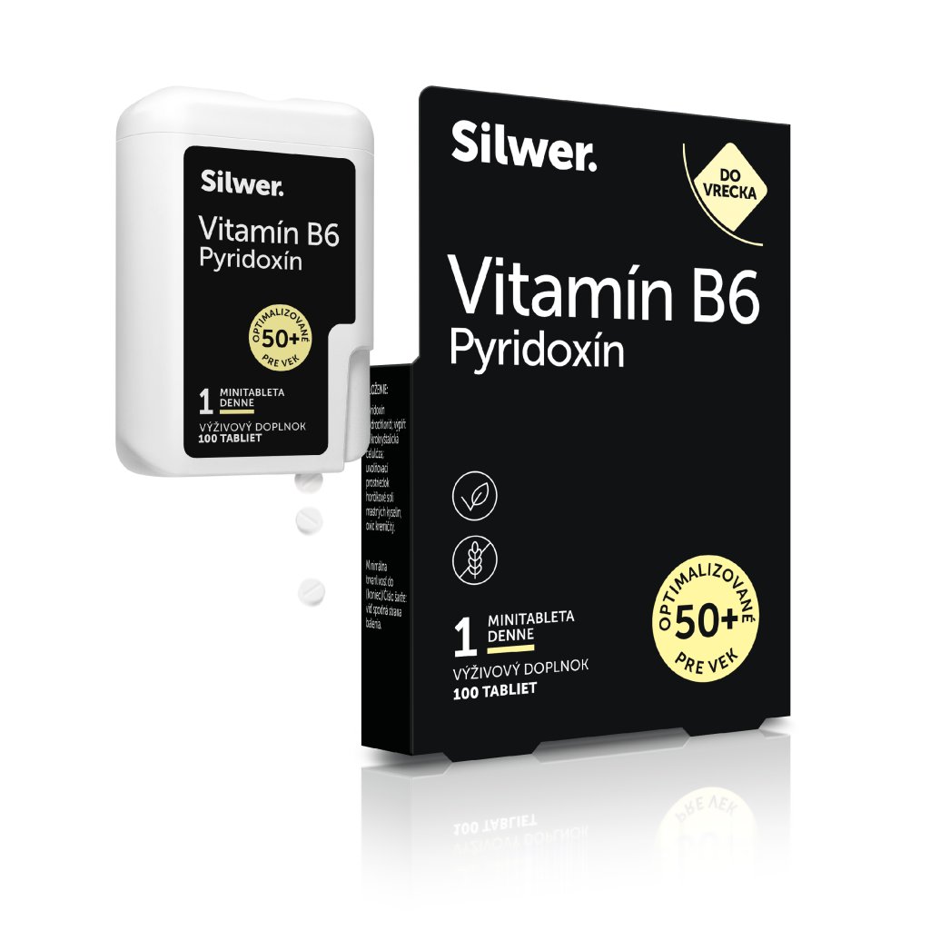 Silwer Vitamín B6 Pyridoxín, minitablety v dvojbalení