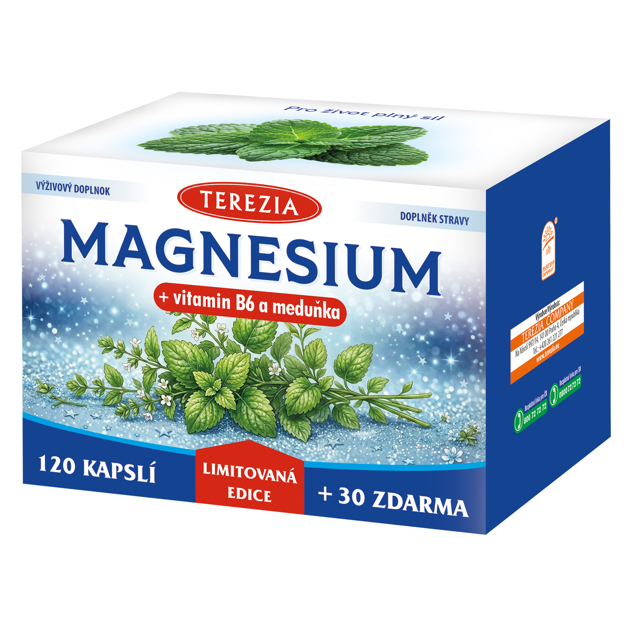 TEREZIA MAGNÉZIUM + vitamín B6 a medovka 120+30 cps ZADARMO - Limitovaná edícia