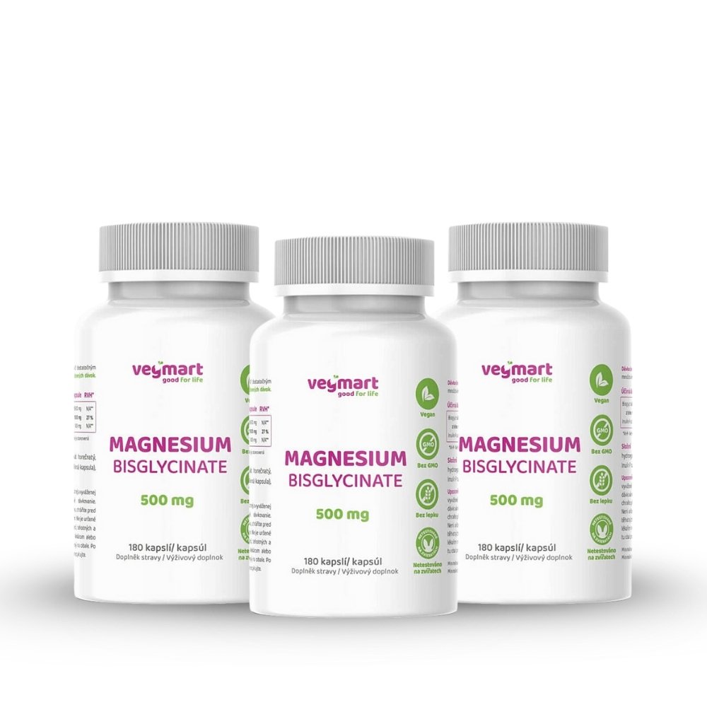 Vegmart Magnézium Bisglycinát 500 mg, 180 kapsúl (3-balenie)