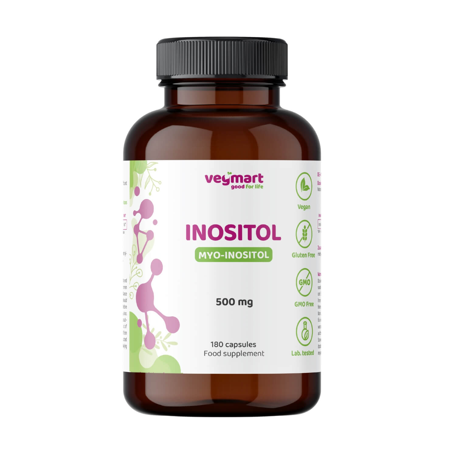 Vegmart Myo-inozitol 500 mg, 180 kapsúl