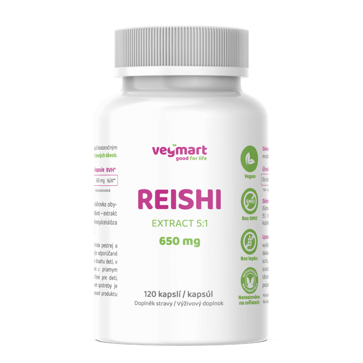 Vegmart Reishi 650 mg, 120 kapsúl