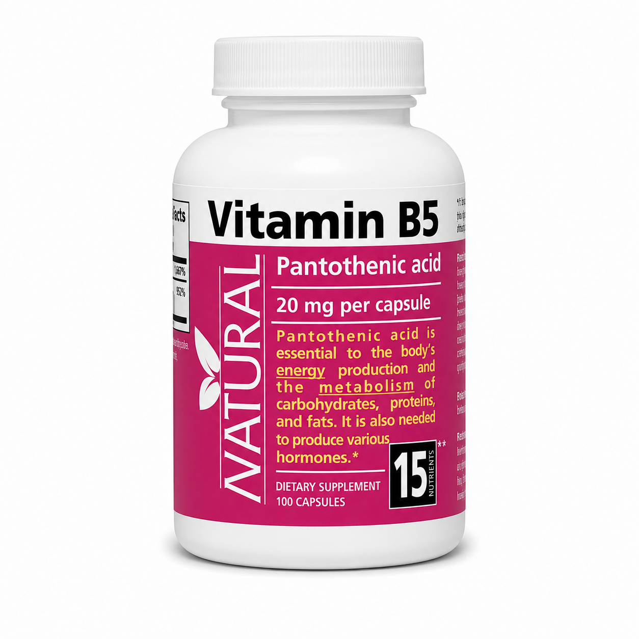 Vitamín B5 - Kyselina pantoténová - 20 mg - 100 kapsúl