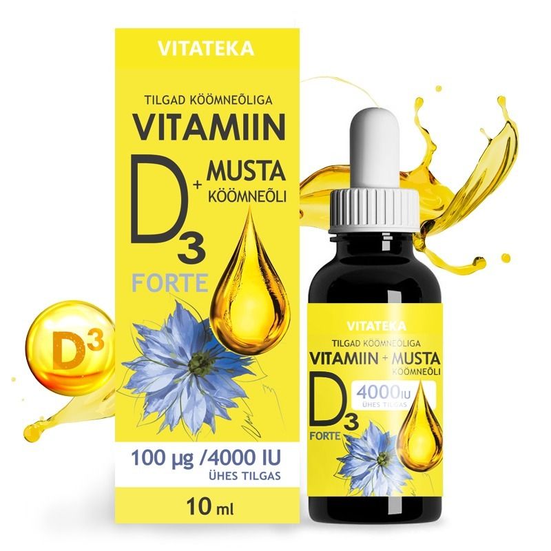 Vitamín D3 4000 IU s olejom z čiernej rasce – 10 ml – Vitateka