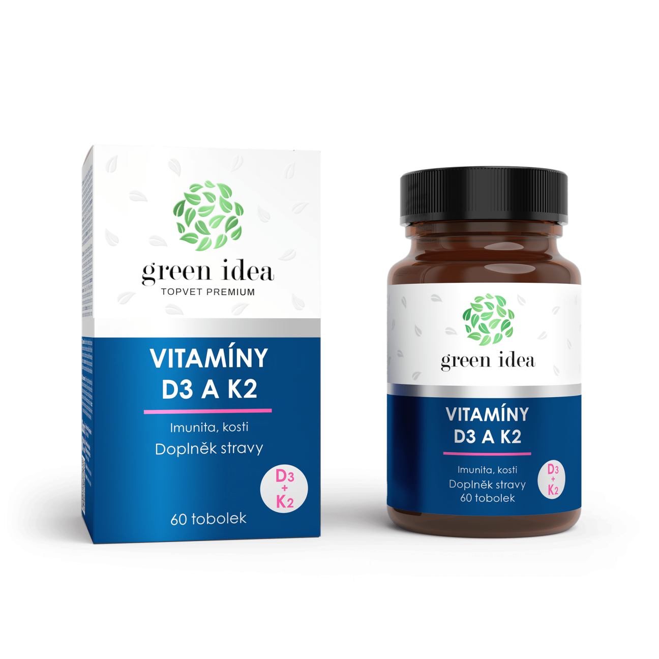 VITAMÍNY D3 a K2 - kapsule 60 ks - Green idea