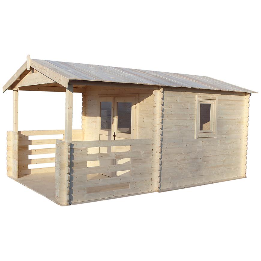 Domček Zuzia I 3x3m + terasa 3x2m s oknom, 34mm, s podlahou