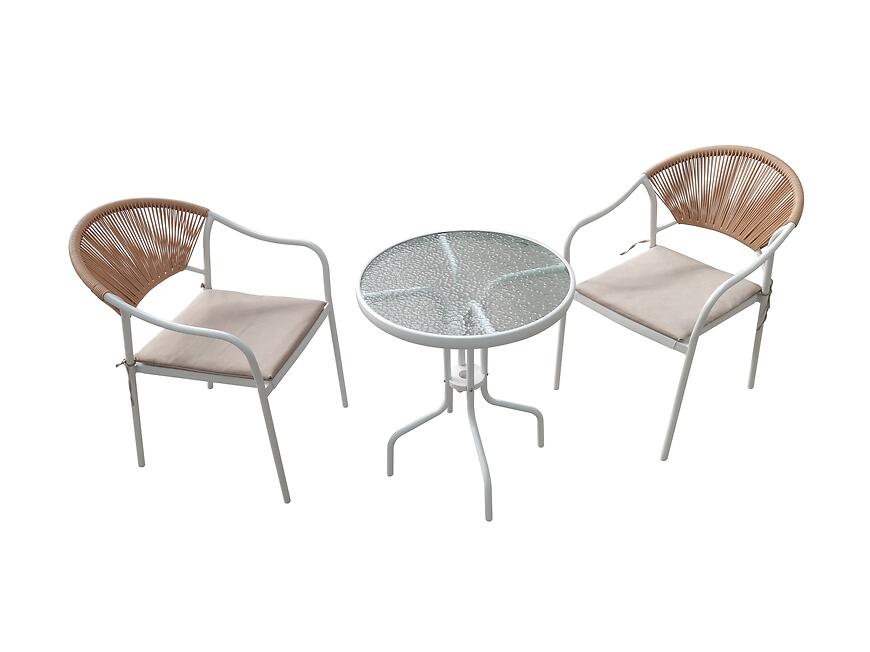 Komplet záhradného nábytku Bistro bielo-béžová