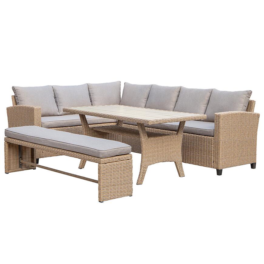 Rohová sedacia súprava Stockholm z lavicou natural