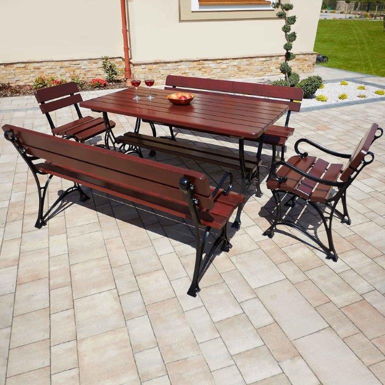 Záhradný komplet Kráľovský 1 bez lakťových opierok višňa