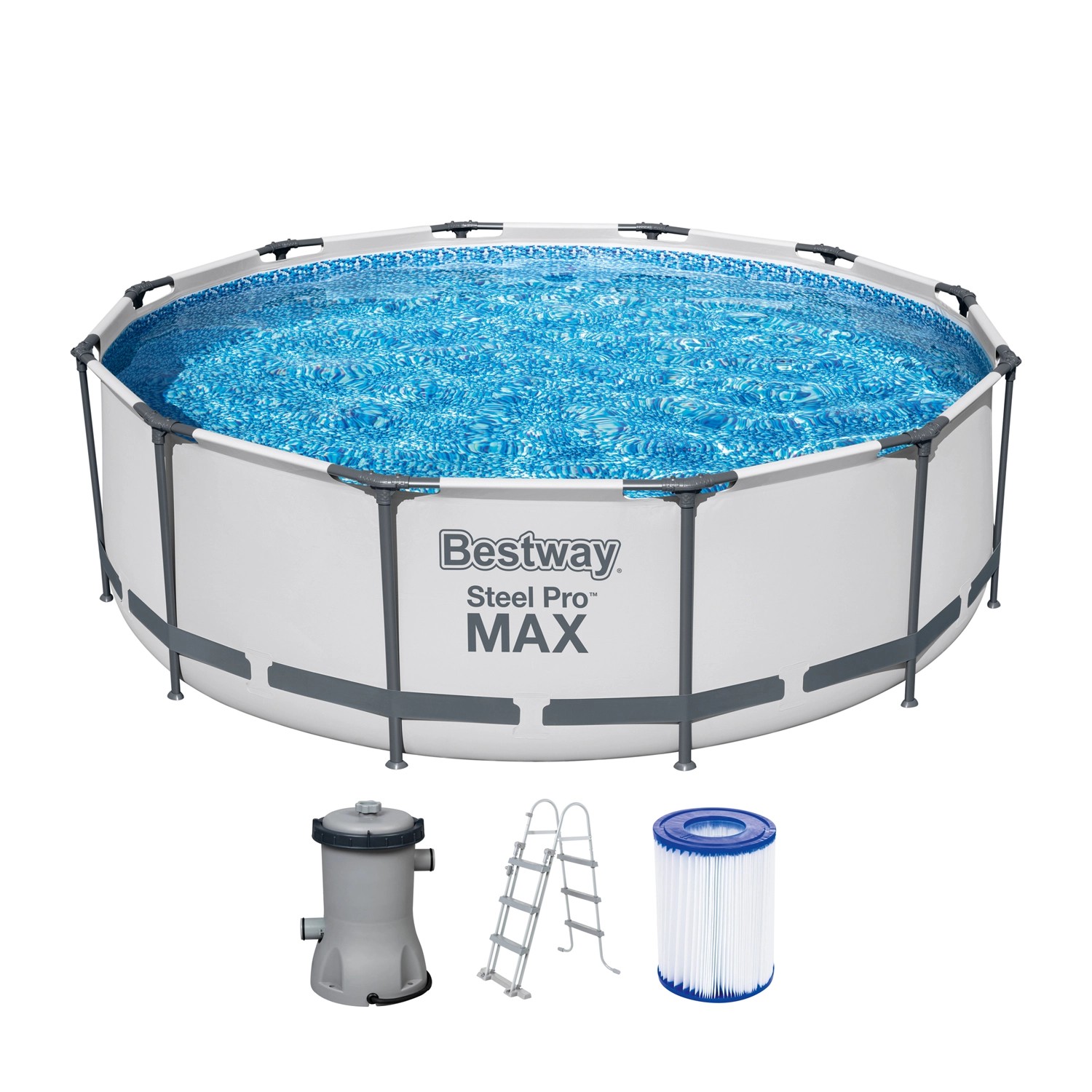 Bestway Bazén Steel Pro MAX vr. kartušové filtrácie, sv. sivý pr. 366 x 100 cm
