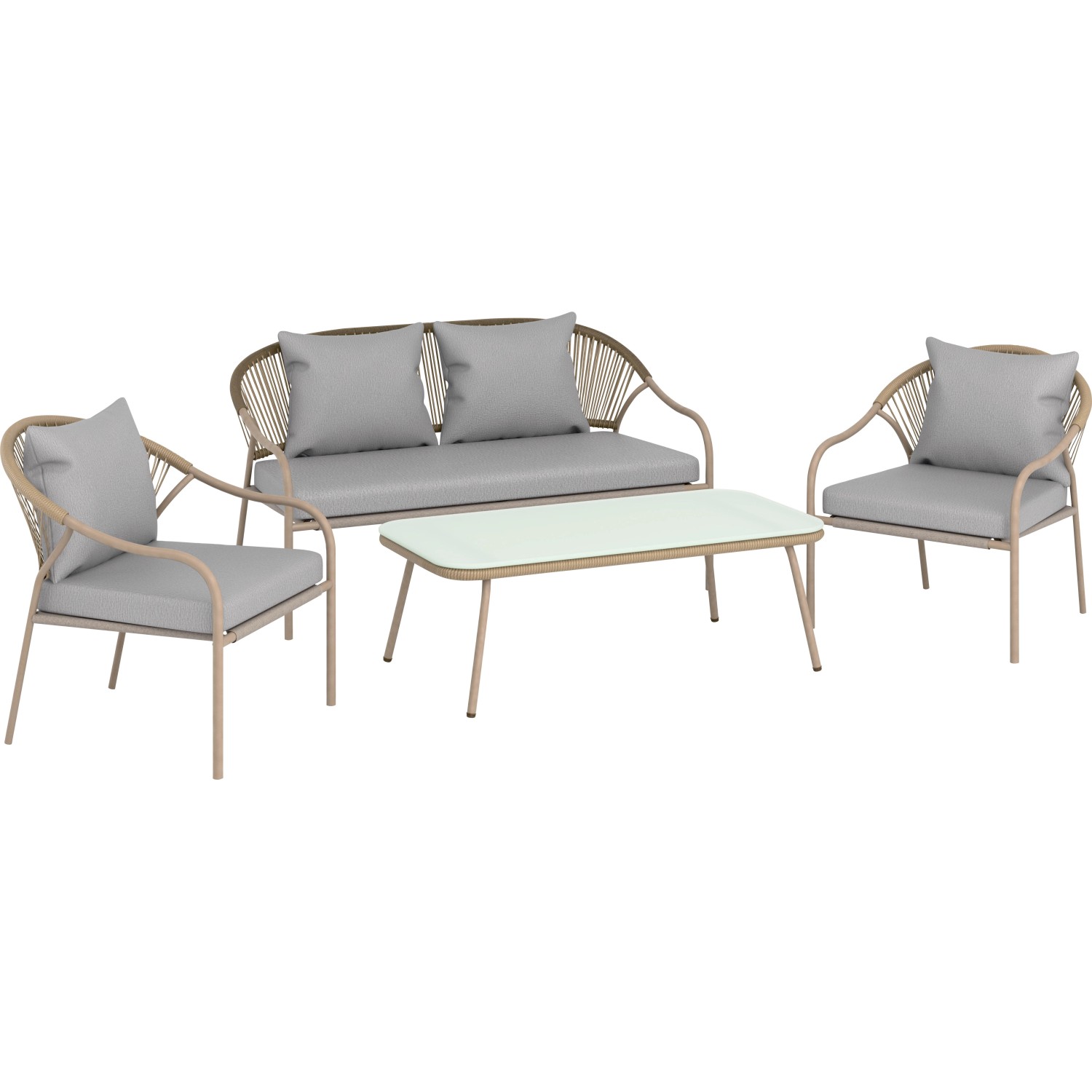 OBI Zostava záhradného nábytku Bryson polyratan, prírodná/sivá 4dielna